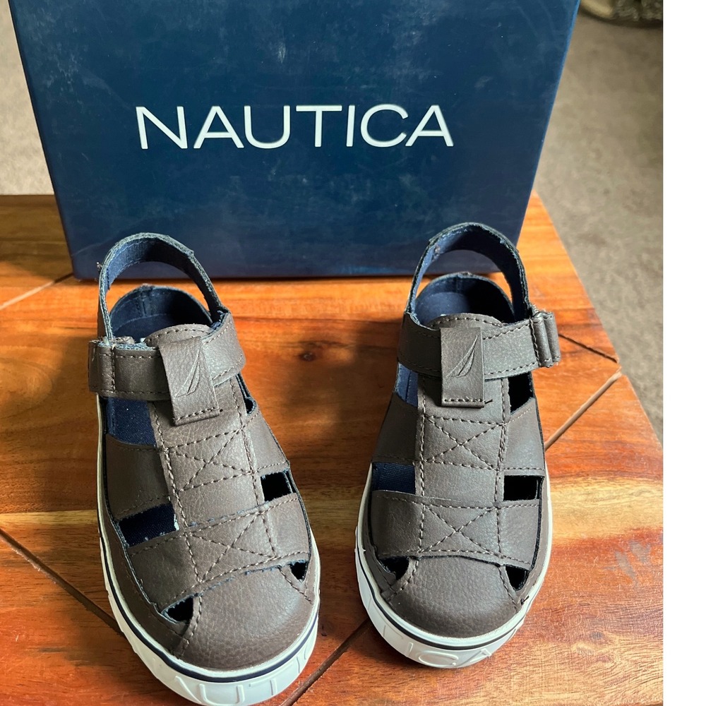 Nautica Mikkel 2 Toddler Boys Fisherman Sandals Brown Bark Size 8 KA3536